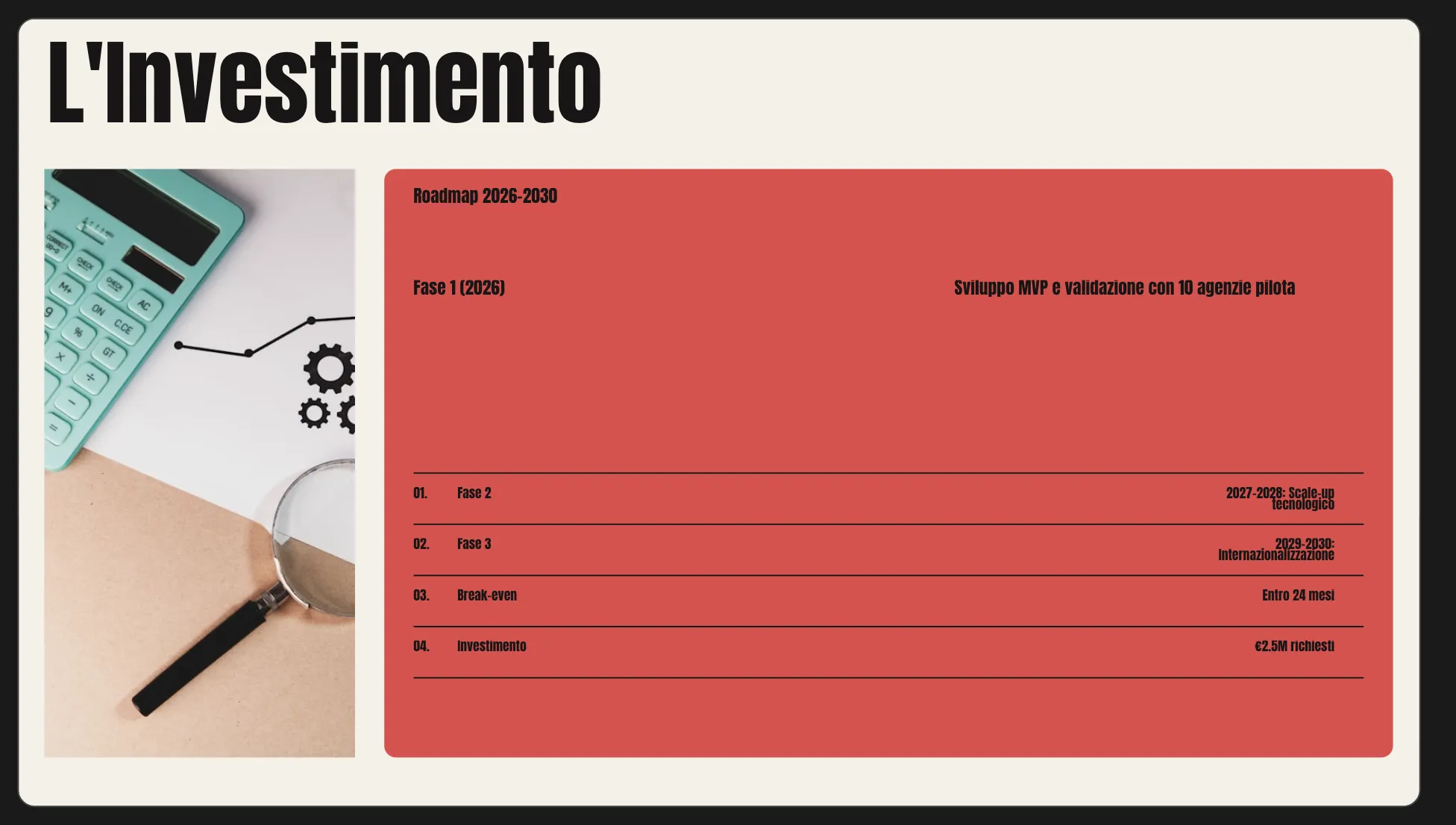 Slide investimento con layout professionale SlideRun